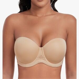 NWT DotVol Strapless Convertable Beige Nude Bra 36 C NEW
